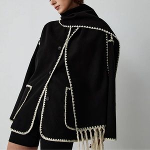 Commence Contrast Trim Jacket With Matching Scarf XL